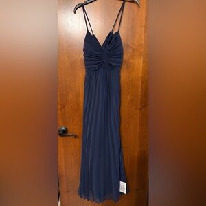 New ASOS Navy Ruched Bodice Spaghetti Strap midi Dress size 10